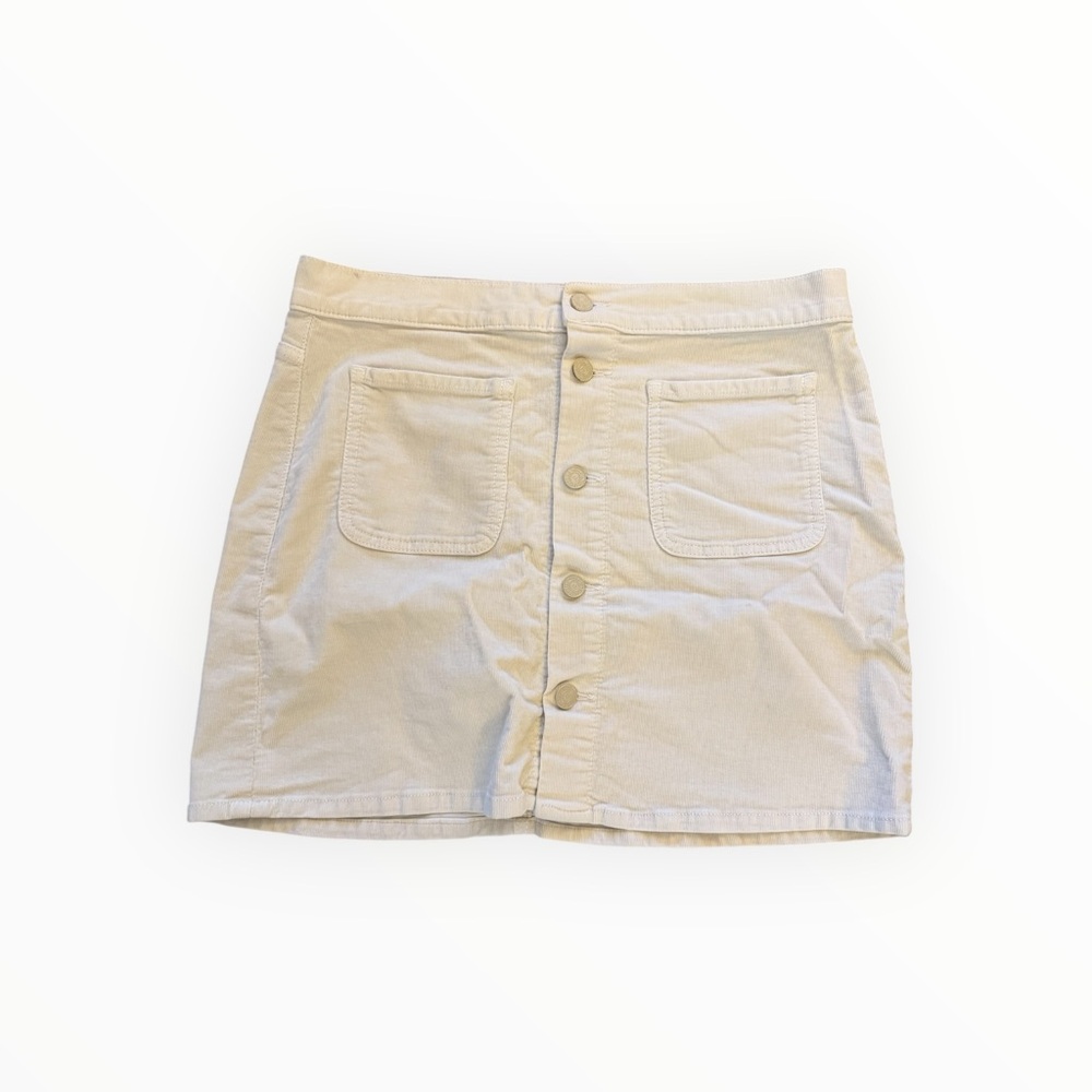 MOTHER Corduroy Button Front Mini Skirt Ivory Cream Size 29